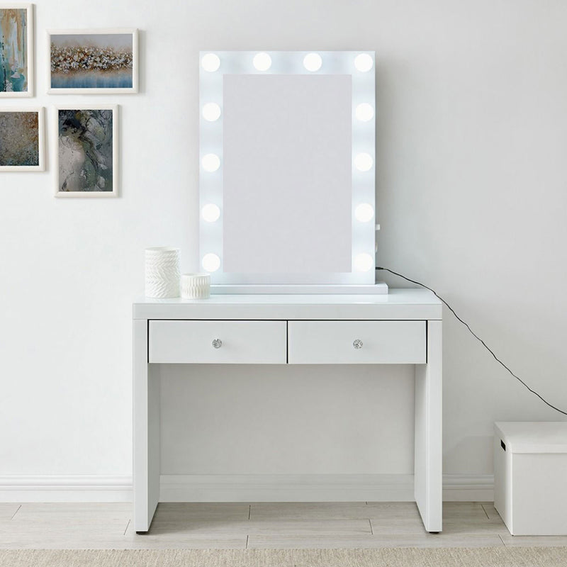 Hollywood White Console Table & Mirror by Lavishway | Wall Mirrors-25086