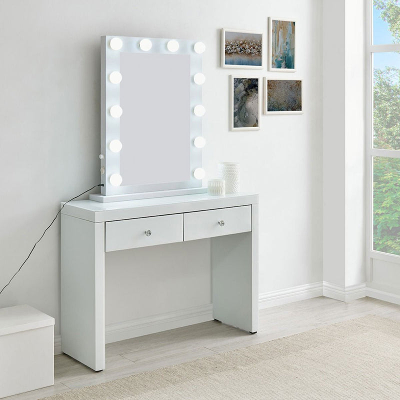 Hollywood White Console Table & Mirror by Lavishway | Wall Mirrors-25085