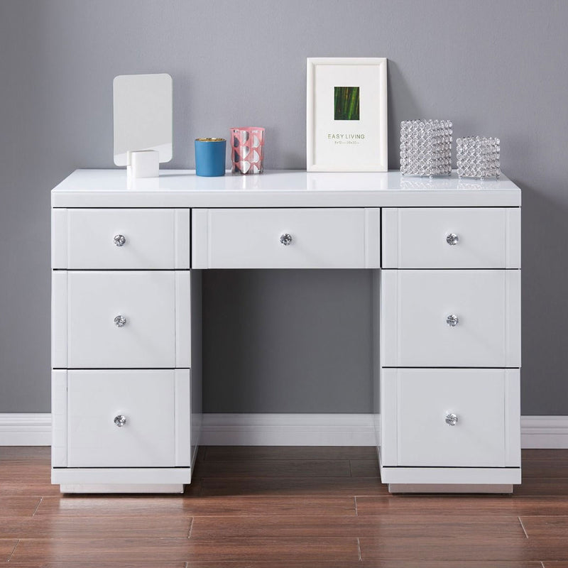 Hollywood White 7 Drawers Dressing Table by Lavishway | Dressing Tables-25039