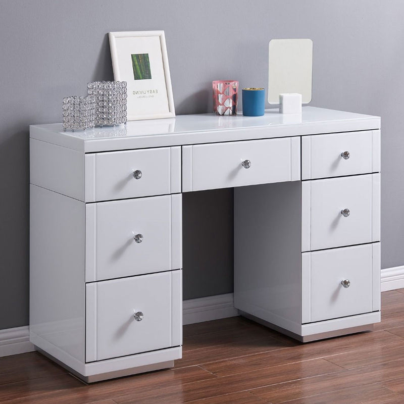 Hollywood White 7 Drawers Dressing Table by Lavishway | Dressing Tables-25038