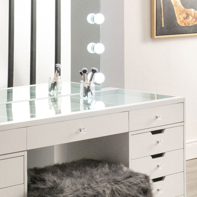 Hollywood White Dresser With Mirror Set by Lavishway | Table Mirrors-25073