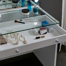 Hollywood White Dressing Table With Mirror by Lavishway | Table Mirrors-25083