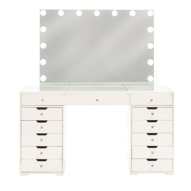 Hollywood White Dresser With Mirror Set by Lavishway | Table Mirrors-25072
