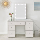 Hollywood White Mirror & Glass Dresser by Lavishway | Table Mirrors-25135
