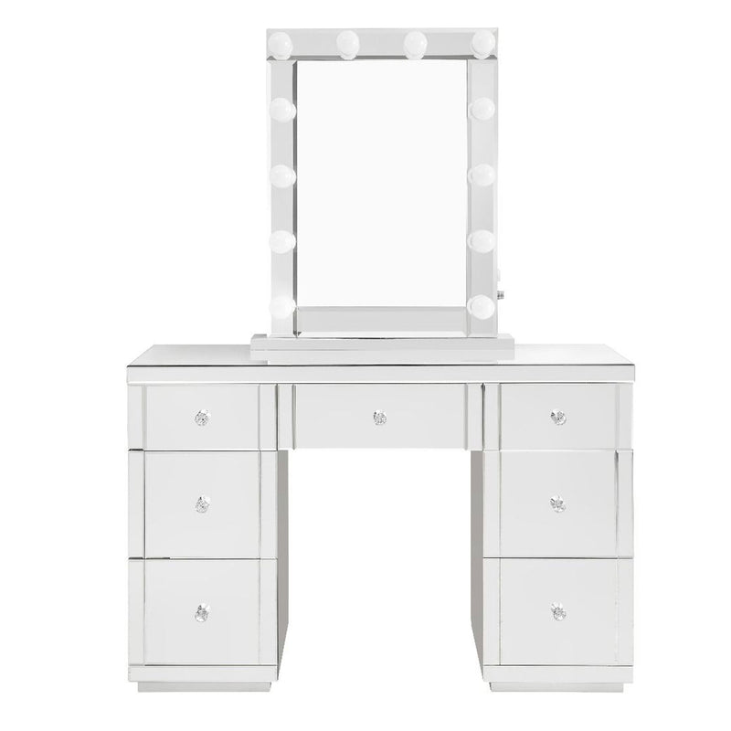 Hollywood White Mirror & Glass Dresser by Lavishway | Table Mirrors-25136