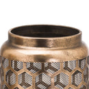 Honey Comb Gold Finish Metal Lantern by Lavishway | Candle Holders-50811