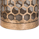 Honey Comb Gold Finish Metal Lantern by Lavishway | Candle Holders-50812