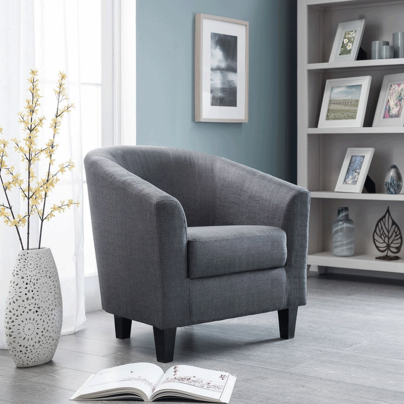 Hugo Slat Grey Fabric Tub Chair by Lavishway | Fabric Sofas-20062