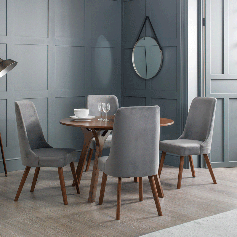Huxley Dusk Grey Chenille Fabric Dining Chair by Lavishway | Dining Chairs-20057