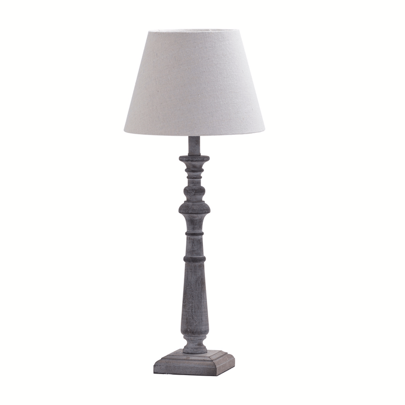 Incia Column Wooden Base Fabric Shade Lamp by Lavishway | Table Lamps-51502