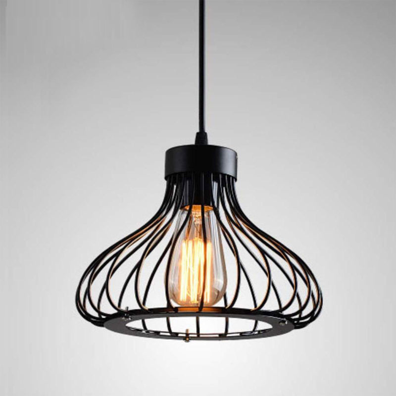 Industrial Black Metal Cage Pendant Light by Lavishway | Pendant Lighting-50063