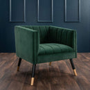 Jackson Velvet Tub Chair With Wooden Legs by Lavishway | Velvet Sofa-25097