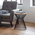 Jersey Round Oak Top Wire Lamp Table by Lavishway | Side Tables-20119