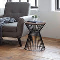 Jersey Round Oak Top Wire Lamp Table by Lavishway | Side Tables-20118