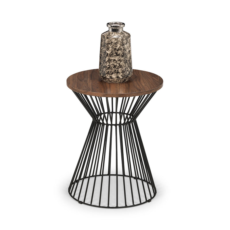 Jersey Round Oak Top Wire Lamp Table by Lavishway | Side Tables-20120