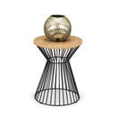 Jersey Round Oak Top Wire Lamp Table by Lavishway | Side Tables-20121