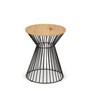 Jersey Round Oak Top Wire Lamp Table by Lavishway | Side Tables-20122
