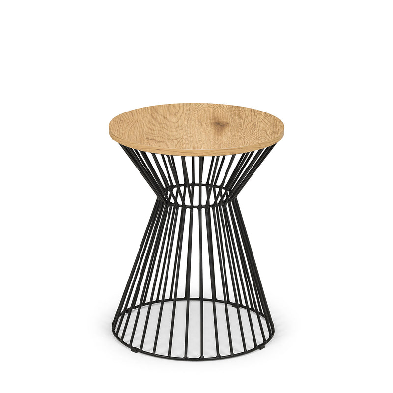 Jersey Round Oak Top Wire Lamp Table by Lavishway | Side Tables-20122