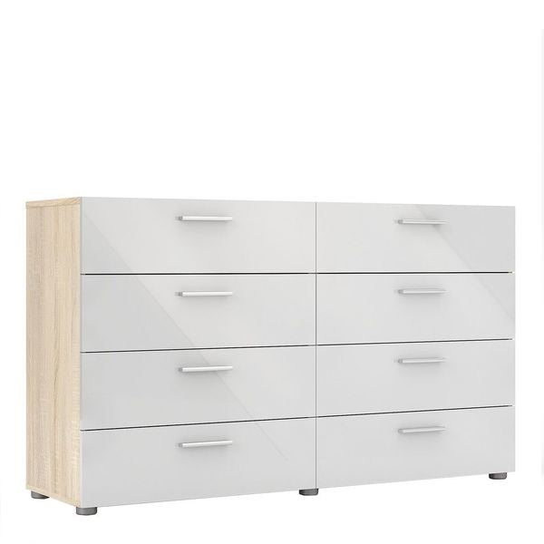 Pepe Oak & White High Gloss 8 Drawers Chest by Lavishway | Chest Of Drawers-29151