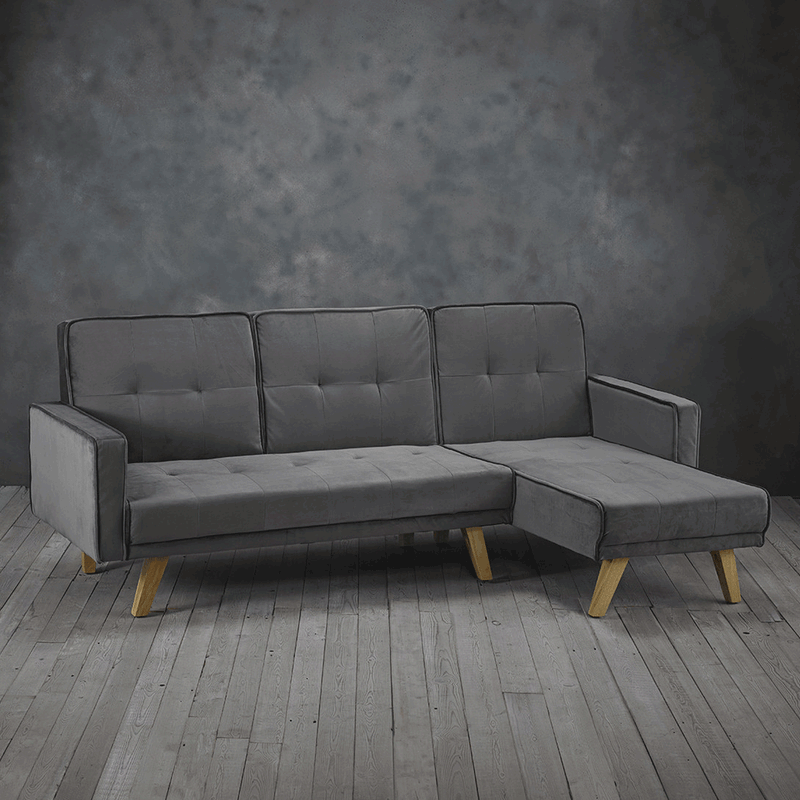 Kitson Grey Fabric Corner Sofa Bed by Lavishway | Fabric Sofas-49874