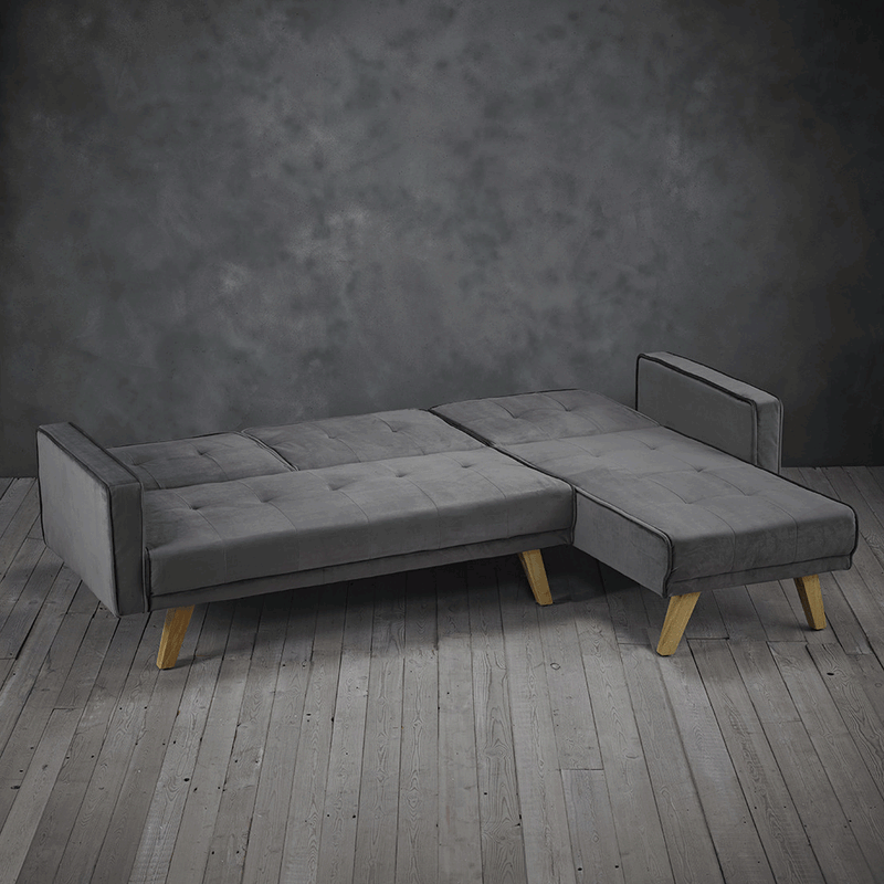 Kitson Grey Fabric Corner Sofa Bed by Lavishway | Fabric Sofas-49875
