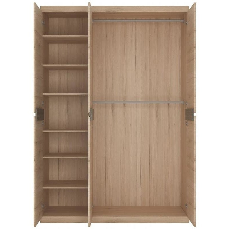 Kensington Oak 3 Door Mirror Wardrobe by Lavishway | Wardrobe-45265