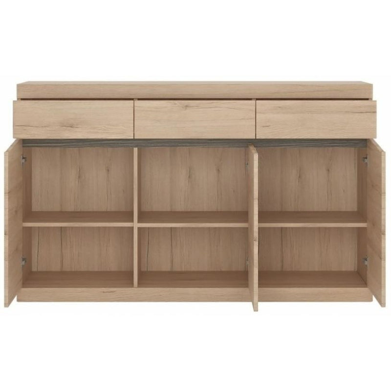 Kensington Oak 3 Doors Wooden Large Sideboard by Lavishway | Sideboards-45233