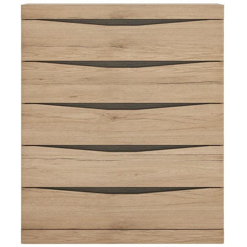 Kensington Grained Oak Finish 5 Drawer Chest by Lavishway | Chest Of Drawers-45241
