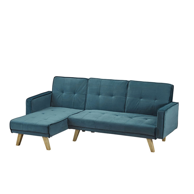 Kitson Right Hand Teal Velvet Corner Sofa Bed by Lavishway | Velvet Sofa-28481