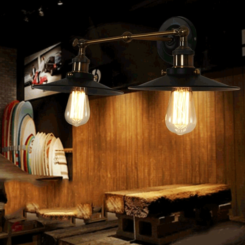 LED Black Metal Vintage Pendent Light by Lavishway | Wall Lamps-50294