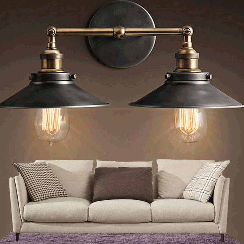 LED Black Metal Vintage Pendent Light by Lavishway | Wall Lamps-50295