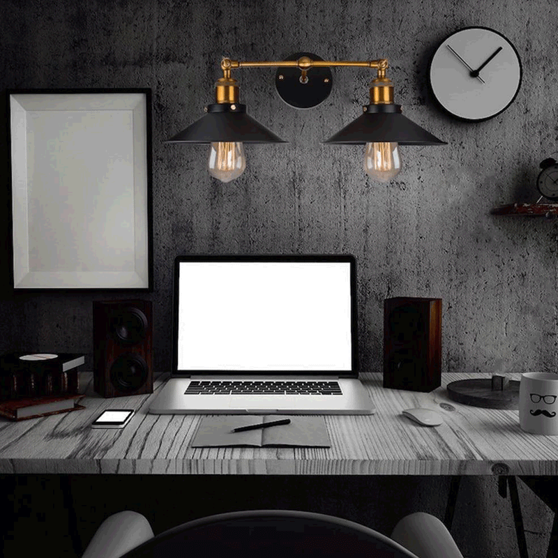 LED Black Metal Vintage Pendent Light by Lavishway | Wall Lamps-50296