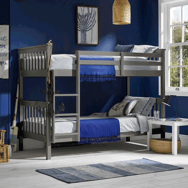 Leo Grey Finish Bunk Bed Frame by Lavishway | Wooden Beds-49844