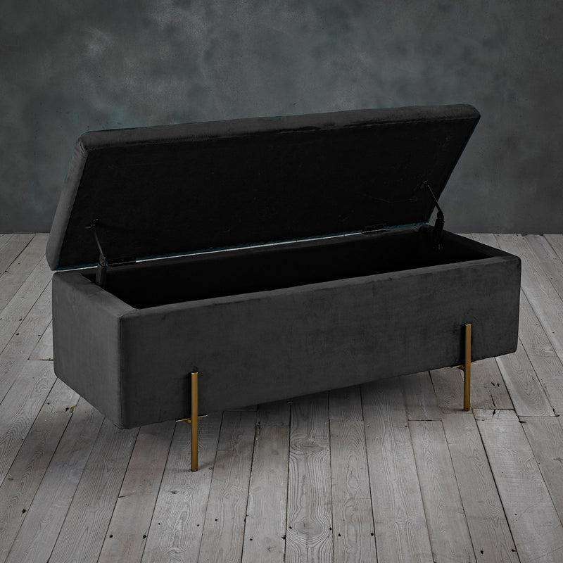 Lola Velvet Storage Ottoman Bench by Lavishway | Benches & Storage Benches-35679