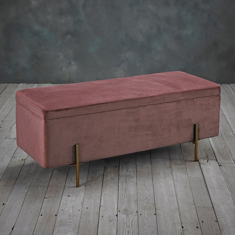 Lola Velvet Storage Ottoman Bench by Lavishway | Benches & Storage Benches-35677