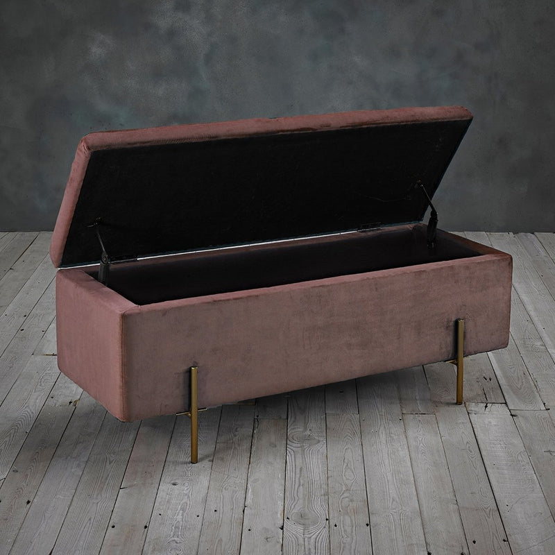 Lola Velvet Storage Ottoman Bench by Lavishway | Benches & Storage Benches-35681