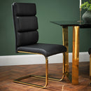 Antibes Gold Legs Black Dining Chair Set of 2 by Lavishway | Dining Chairs-35750