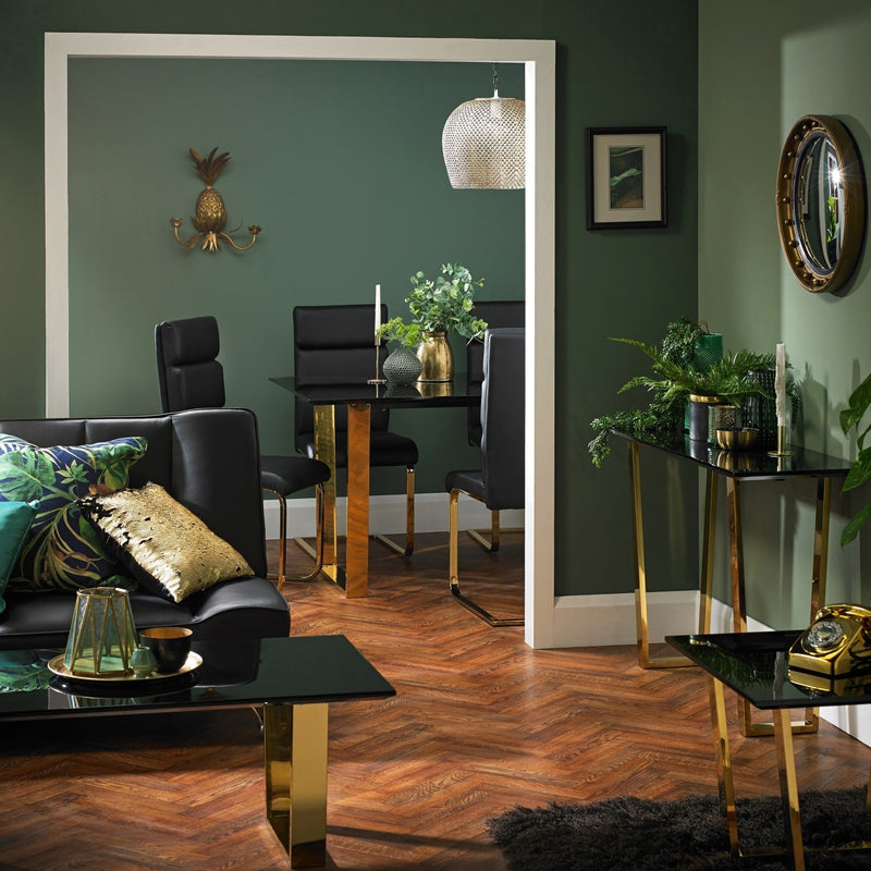 Antibes Gold Legs Black Dining Chair Set of 2 by Lavishway | Dining Chairs-35756