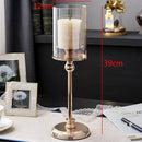 Golden Metal & Glass Candle Holder by Lavishway | Candle Holders-39877