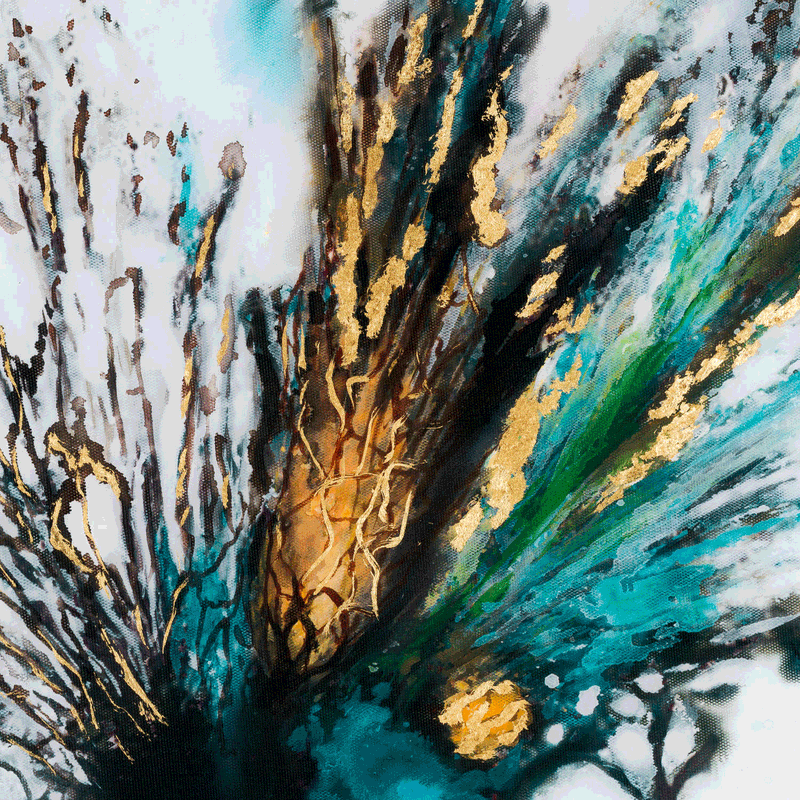 Floral Colour Explosion Gold Frame Wall Art by Lavishway | Art Gallery-51269