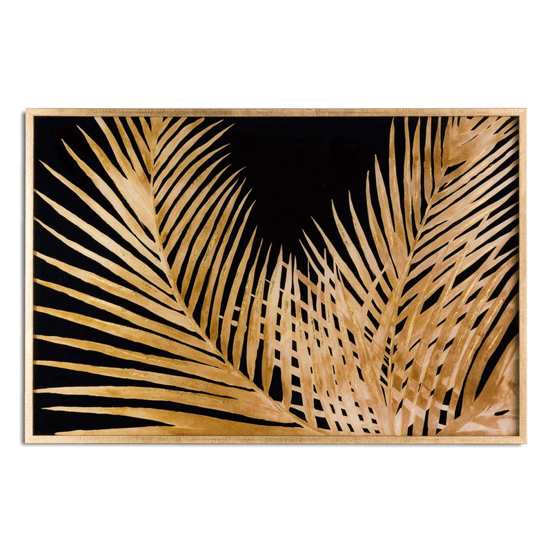 Metallic Palm Glass Gold Frame Wall Art by Lavishway | Art Gallery-51260