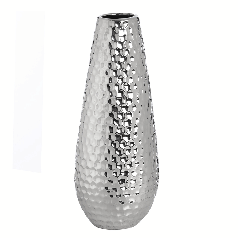 silver-ceramic-bulb-vase-in-dimple-effect-lavishway-uk