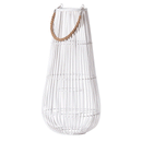 Domed Rope Detail White Rattan Lantern by Lavishway | Candle Holders-51384