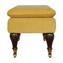 Lavender Castor Legs Mustard Velvet Bench by Lavishway | Benches & Storage Benches-58510