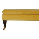 Lavender Castor Legs Mustard Velvet Bench by Lavishway | Benches & Storage Benches-58508