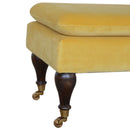 Lavender Castor Legs Mustard Velvet Bench by Lavishway | Benches & Storage Benches-58505
