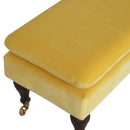 Lavender Castor Legs Mustard Velvet Bench by Lavishway | Benches & Storage Benches-58506
