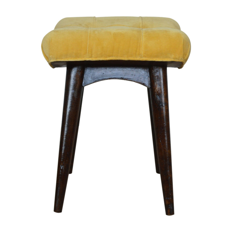 Lavender Cotton Velvet Curved Mustard Bench by Lavishway | Benches & Storage Benches-58553