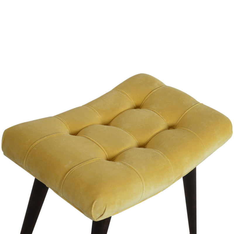 Lavender Cotton Velvet Curved Mustard Bench by Lavishway | Benches & Storage Benches-58550