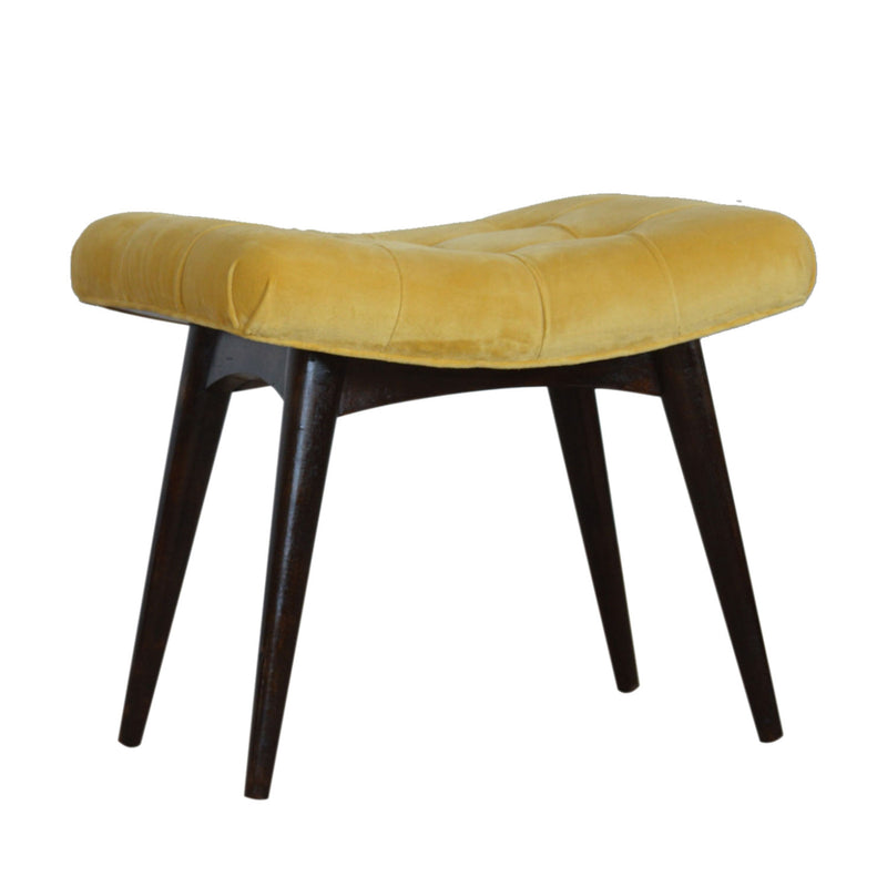 Lavender Cotton Velvet Curved Mustard Bench by Lavishway | Benches & Storage Benches-58546